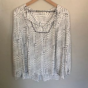 Gap Floral White & Navy Blouse SZ Small